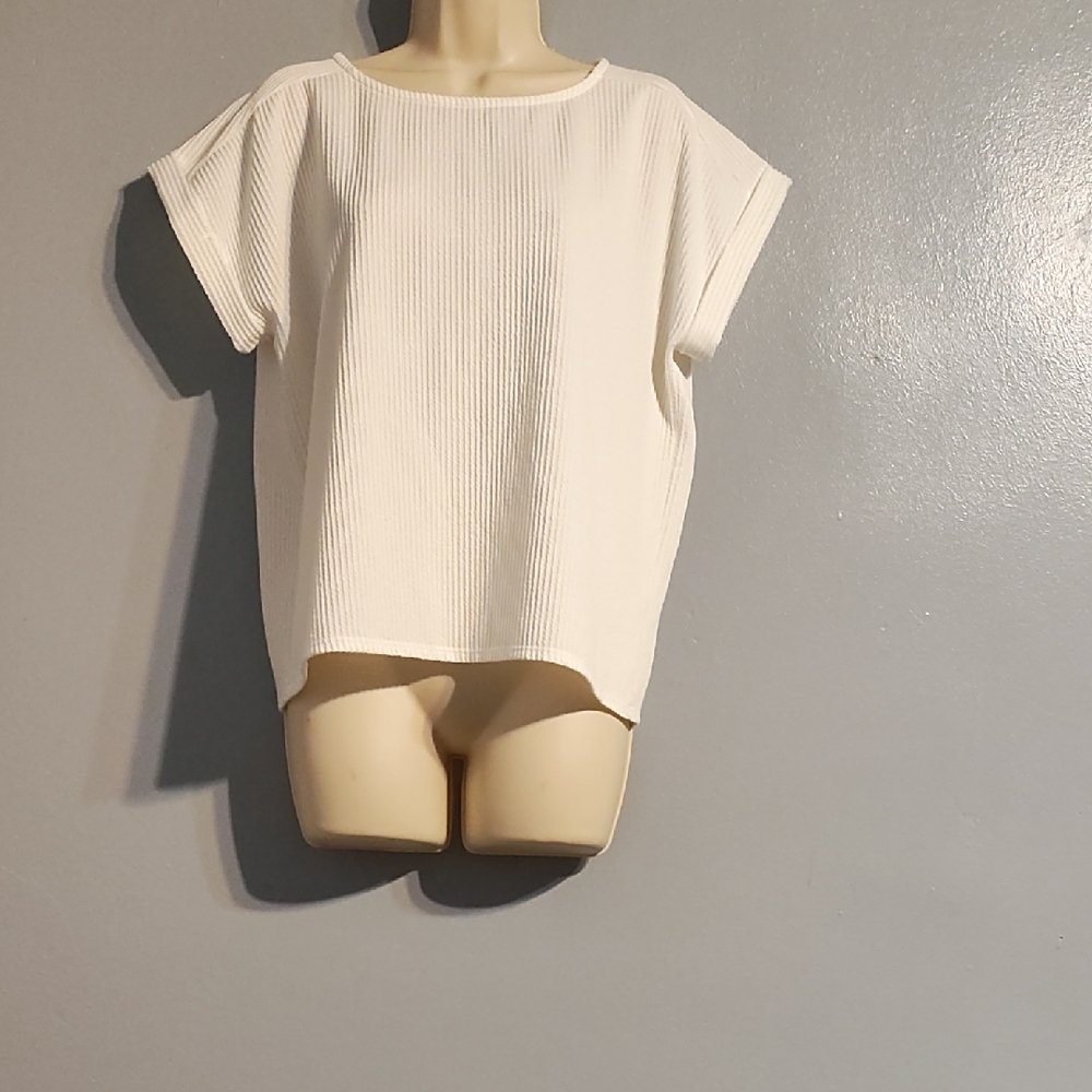 Women's White Ribbed Set The Stage Top